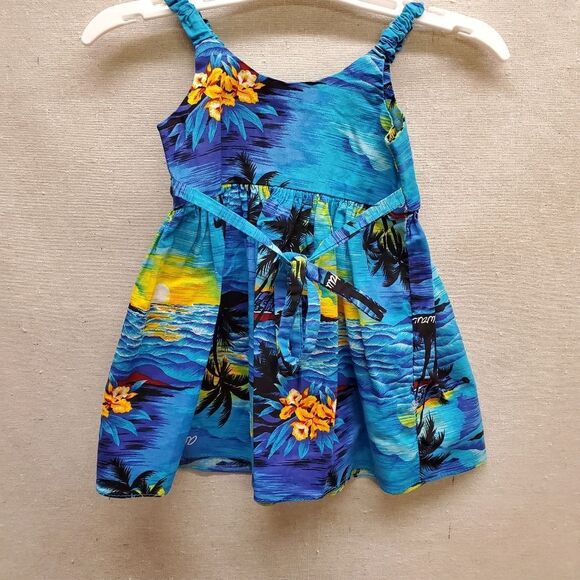 Royal Creations Made in Hawaii Aloha Blue Bungee Sundress 4T - Picture 2 of 6